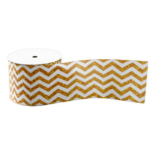 Gold Glitzer Zickzack Holiday Satin Ribbon Ripsband