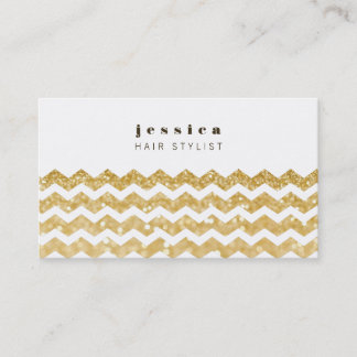 Gold Glitzer Zickzack Mod Hair Stylist Card Terminkarte