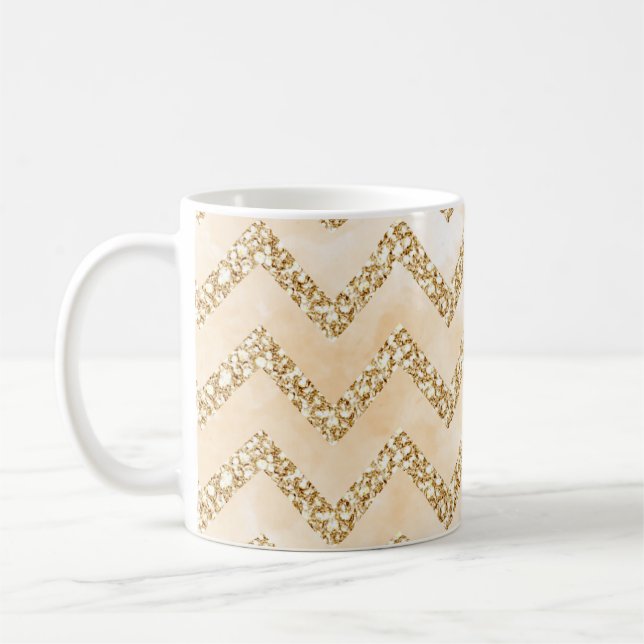 Gold Glitzer Zickzack Modern Ombre Kaffeetasse (Links)