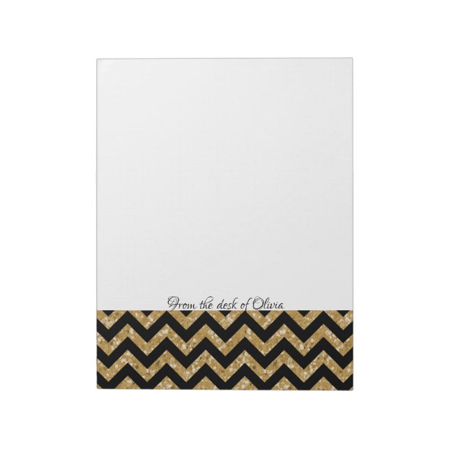 Gold Glitzer Zickzack Notepad Notizblock (Rotiert)