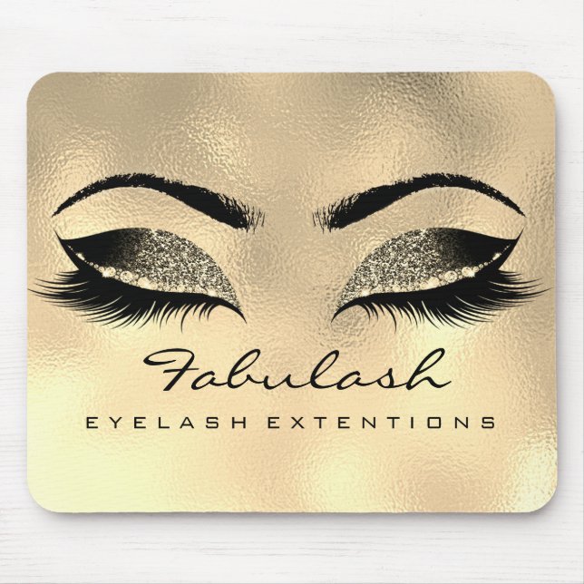 Gold Glitzern Beauty Studio Lashes Mousepad (Vorne)