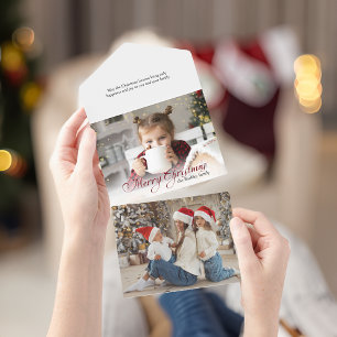 Gold Glitzern Frohe Weihnachtskalligraphie Foto All In One Einladung