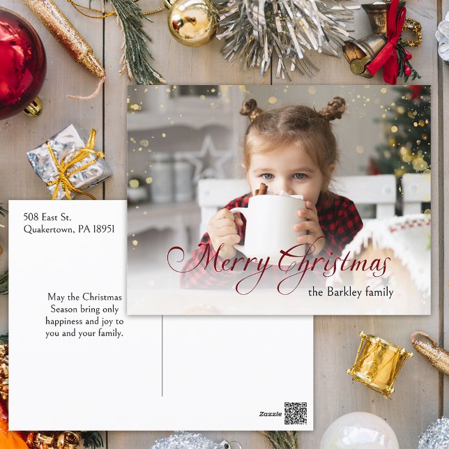 Gold Glitzern Frohe Weihnachtskalligraphie Foto Feiertagspostkarte (Von Creator hochgeladen)