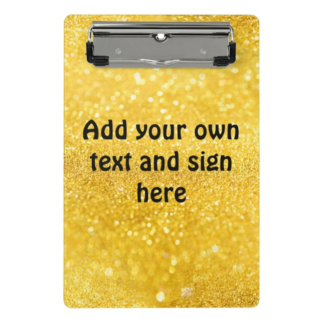 GOLD-Glitzern-Muster + Ihr Text / Ihre Ideen Mini Klemmbrett (Vorderseite)