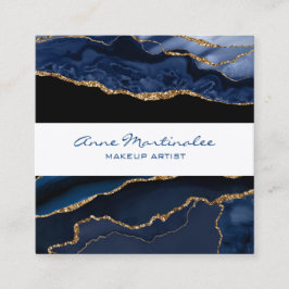 Gold Glitzern Navy Agate Square Business Card Quadratische Visitenkarte