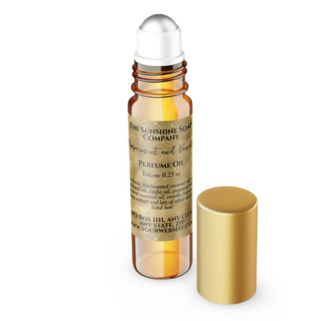 Gold Glitzern Parfüm Roller Flaschenetikett Quadratischer Aufkleber (Von Creator hochgeladen)