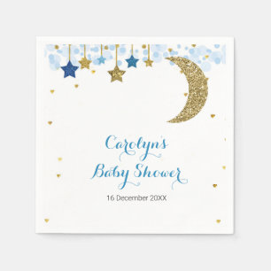 Gold glitzernder blauer Mond Brautdusche Serviette