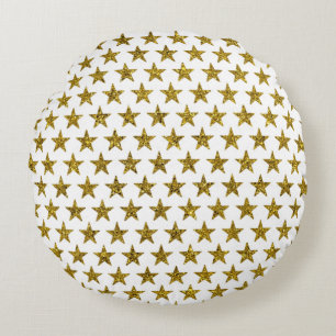Gold-glitzersterne rundes kissen