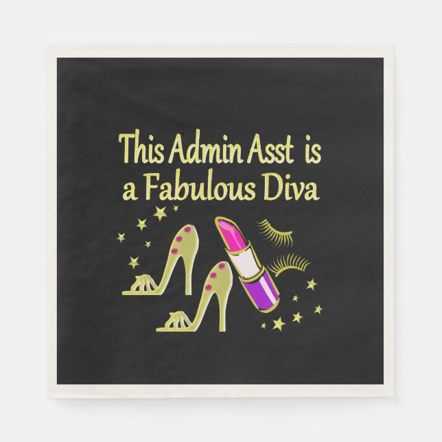 GOLD GLITZY ADMIN ASSISTANT DIVA DESIGN SERVIETTE (Vorderseite)