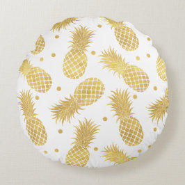 Gold Glitzy Ananas Rundes Kissen