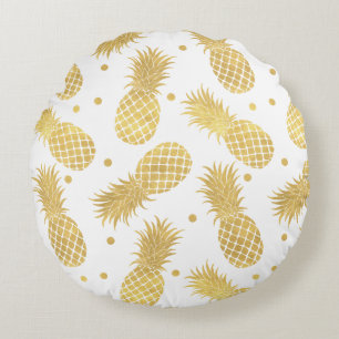 Gold Glitzy Ananas Rundes Kissen