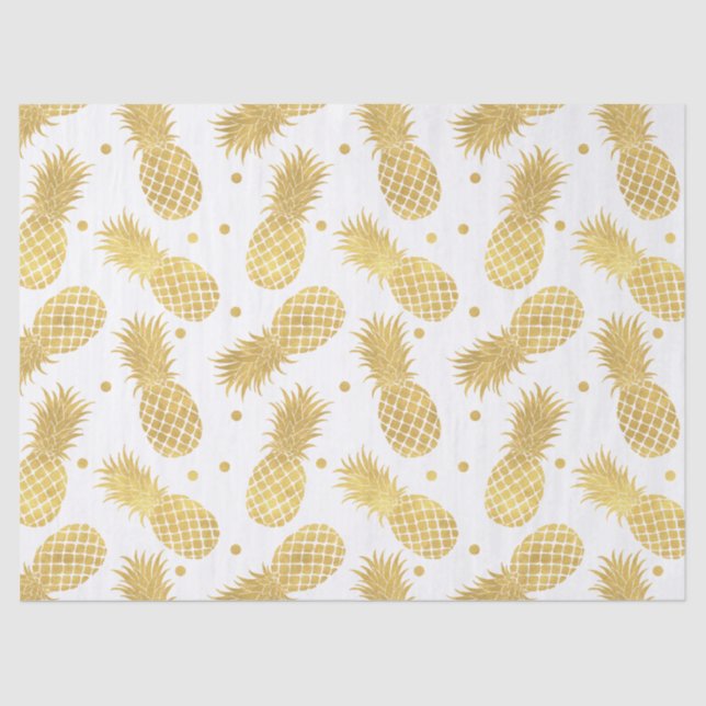 Gold Glitzy Ananas Seidenpapier (Vorderseite)