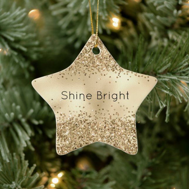Gold Glitzy Confetti Glitzer Sparkle Keramik Ornament (Baum)