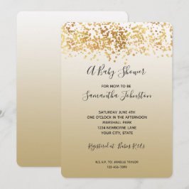 Gold Glitzy Confetti Ombre Babydusche Einladung