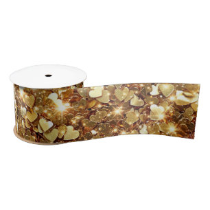 Gold Glitzy Glam Sparkle Herz Satinband