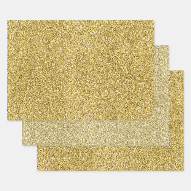 Gold Glitzy Glitzer Geschenkpapier Set (Set)