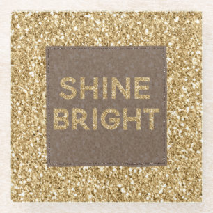 Gold Glitzy Glitzer Shine Bright Glasuntersetzer