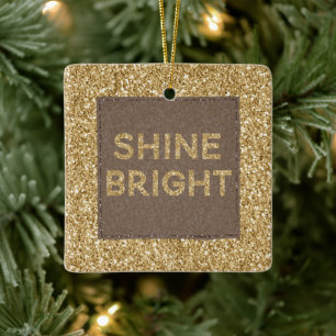 Gold Glitzy Glitzer Shine Bright Keramikornament