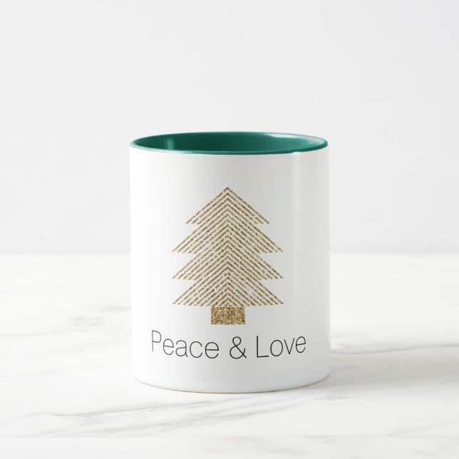 Gold Glitzy Glitzer Weihnachtsbaum Tasse (Zentrum)