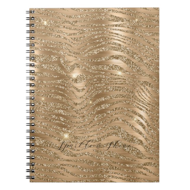 Gold Glitzy Glitzer Zebra Print Notizblock (Vorderseite)