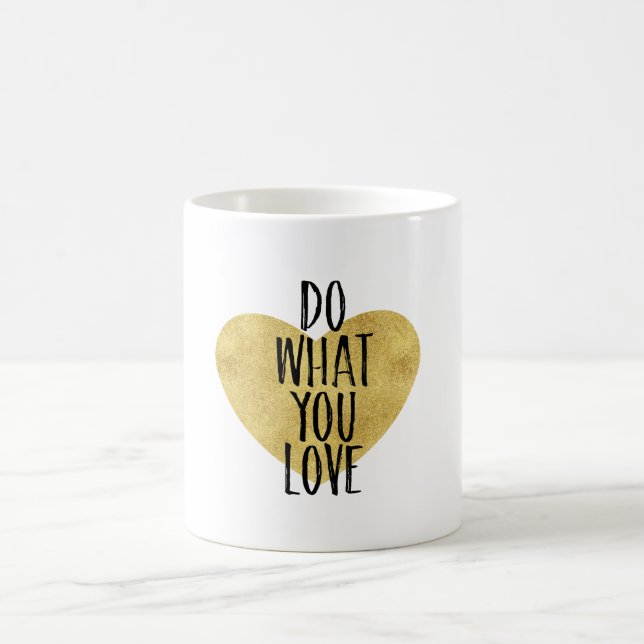 Gold Glitzy Heart tun, was Sie Liebe Kaffeetasse (Mittel)