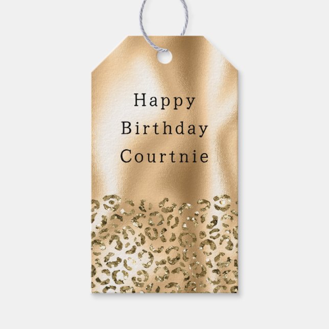 Gold Glitzy Leopard Animal Glam Geschenkanhänger (Vorderseite)