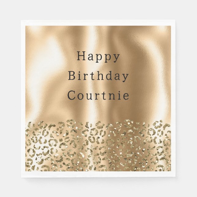 Gold Glitzy Leopard Animal Glam Serviette (Vorderseite)