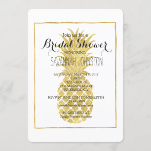 Gold Glitzy Pineaple Brautparty Einladung