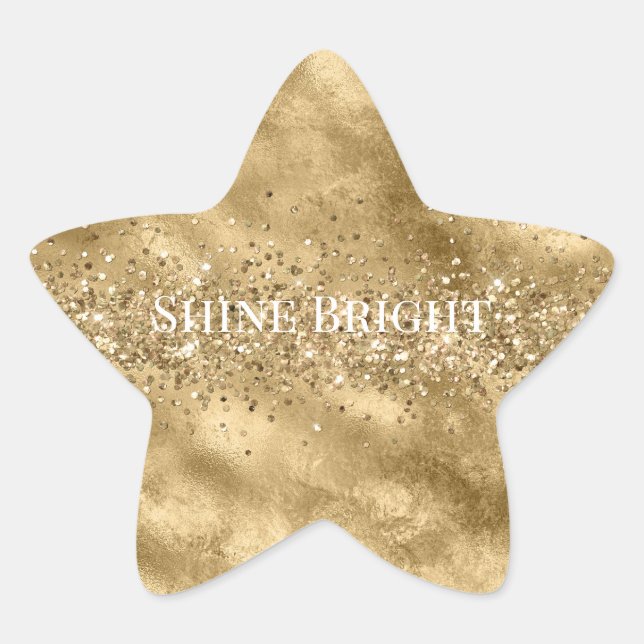 Gold Glitzy Sparkle Glam Glitzer Stern-Aufkleber (Vorderseite)
