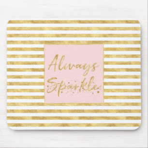 Gold Glitzy Stripes Sparkle Mousepad