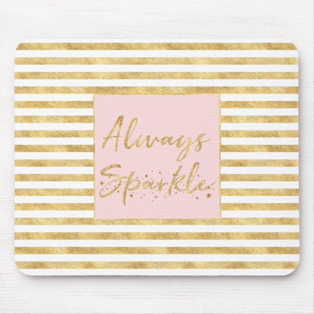 Gold Glitzy Stripes Sparkle Mousepad (Vorne)