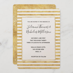 Gold Glitzy Stripes Wedites Einladungen