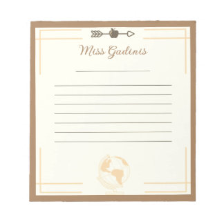 Gold Globe Lehrer Notepad Notizblock