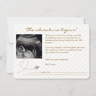 Gold Globe Passport Reise-Baby-Party Dankeskarte