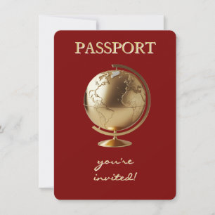 Gold Globe Reisepass Baby Shower Einladung