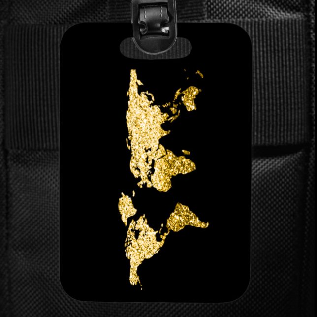 Gold Globe Weltkarte Name Elegant Gepäckanhänger (Gold Globe World Map Address Name Elegant Luggage Tag )