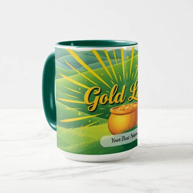 Gold Glücksstrahl Tasse (Vorderseite Links)