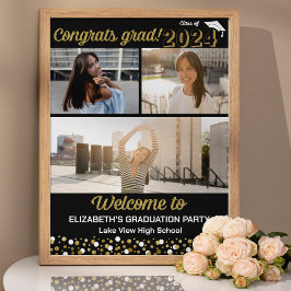 Gold Glückwunsch Grad 3 Foto Collage Willkommensze Poster