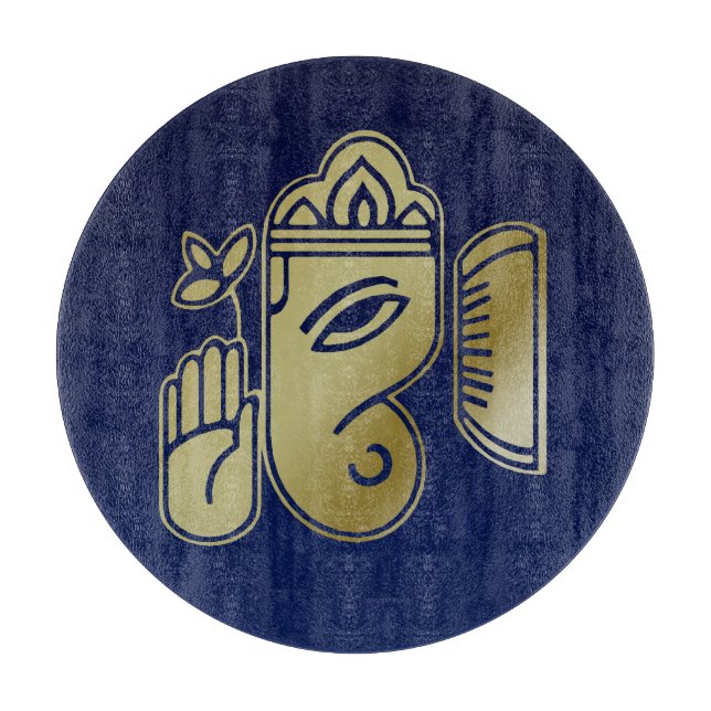Gold Goddess Ganesha - Glasschneidboard Schneidebrett (Vorderseite)