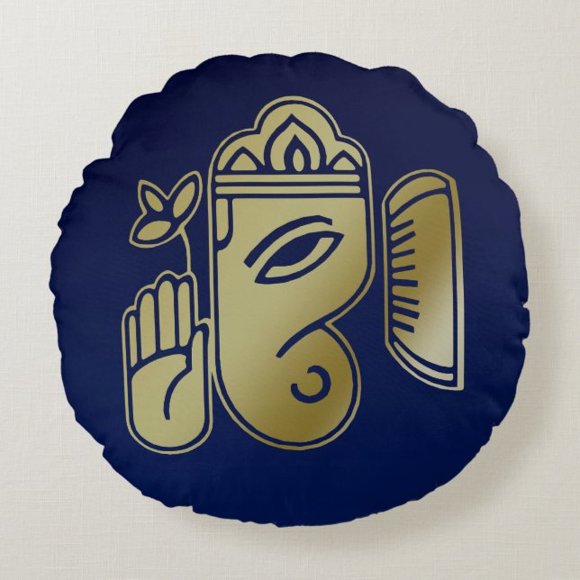 Gold Goddess Ganesha - Rundkissen Rundes Kissen (Vorderseite)