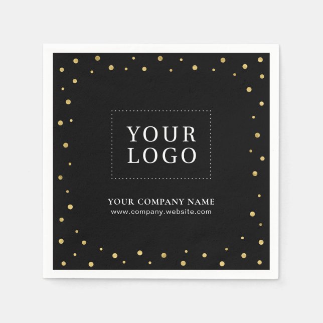 Gold & Gold-Confetti-Werbelogo Serviette (Vorderseite)