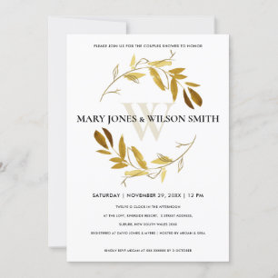 GOLD GOLD FOLIAGE WREATH COUPLES SHOWCARD DANKESKARTE