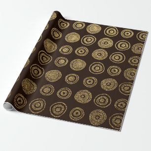 Gold Golden, handgezeichnetes Muster mit Kreisen. Geschenkpapier