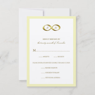 Gold Golden Infinity Hand Clasp Wedding RSVP Card Karte