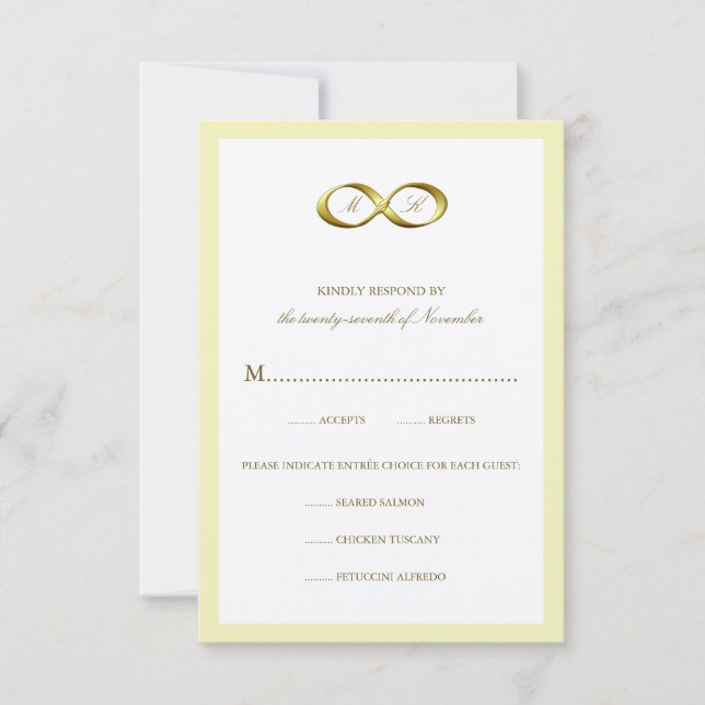Gold Golden Infinity Hand Clasp Wedding RSVP Card Karte (Vorderseite)