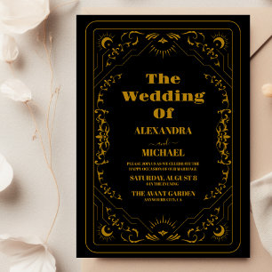 Gold Gothic Elegante Tarot Card Hochzeit Einladung