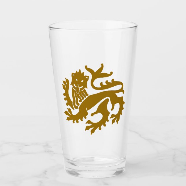 Gold Gothic Revival Löwenglas Glas (Vorderseite)
