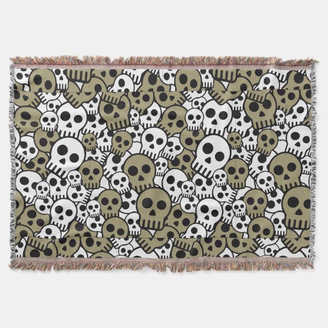 Gold Gothic Skull Muster Print Decke (Vorderseite)