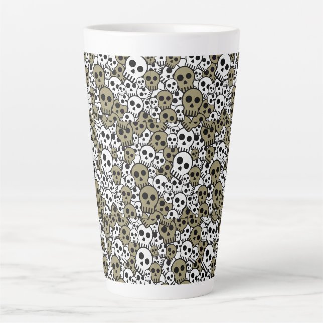 Gold Gothic Skull Muster Print Milchtasse (Vorderseite)