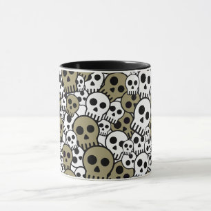 Gold Gothic Skull Muster Print Tasse